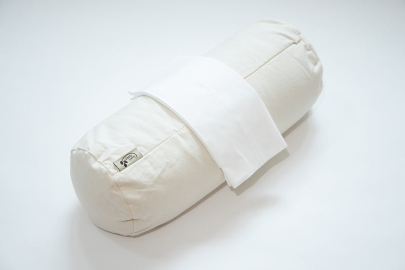 ComfyNeck Side Sleeper + Pillowcase (Crisp White) - Organic Buckwheat Hull Roll Pillow